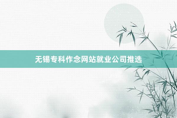 无锡专科作念网站就业公司推选